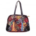 Women Floral Bohemian Genuine Leather Handbags Shell Large Capacity Crossbody Bags