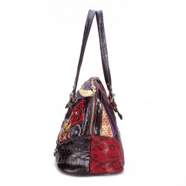 Women Floral Bohemian Genuine Leather Handbags Shell Large Capacity Crossbody Bags