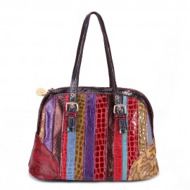 Women Floral Bohemian Genuine Leather Handbags Shell Large Capacity Crossbody Bags
