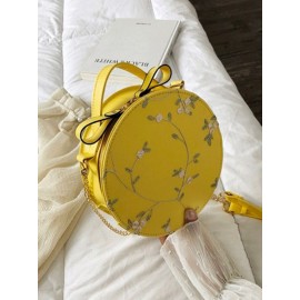 Women Floral Lace Embroidered Round Bag Satchel Bag Crossbody Bag Handbag