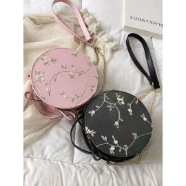 Women Floral Lace Embroidered Round Bag Satchel Bag Crossbody Bag Handbag