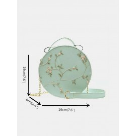 Women Floral Lace Embroidered Round Bag Satchel Bag Crossbody Bag Handbag