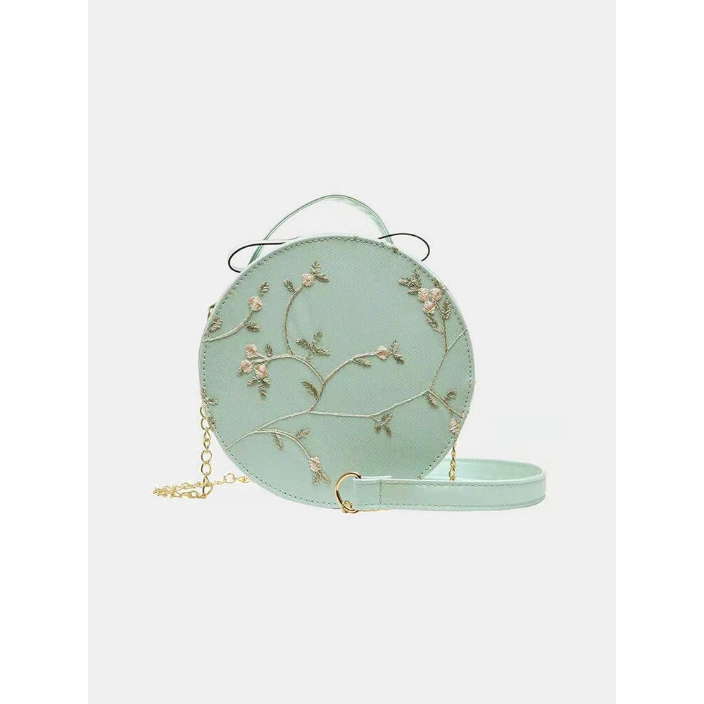 Women Floral Lace Embroidered Round Bag Satchel Bag Crossbody Bag Handbag