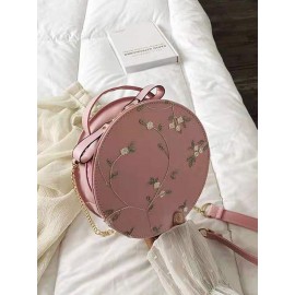 Women Floral Lace Embroidered Round Bag Satchel Bag Crossbody Bag Handbag