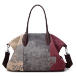 Women Flower Pattern Casual Canvas Handbag Bucket Bags Shoulder Bag