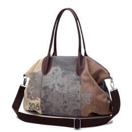 Women Flower Pattern Casual Canvas Handbag Bucket Bags Shoulder Bag
