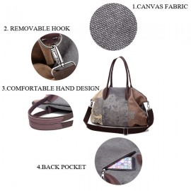 Women Flower Pattern Casual Canvas Handbag Bucket Bags Shoulder Bag
