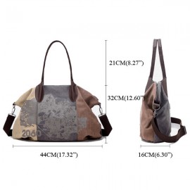Women Flower Pattern Casual Canvas Handbag Bucket Bags Shoulder Bag