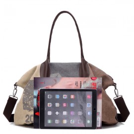 Women Flower Pattern Casual Canvas Handbag Bucket Bags Shoulder Bag