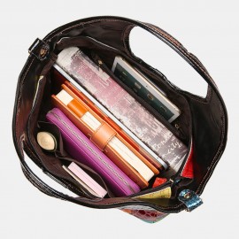 Women Genuine Leather Alligator Argyle Patchwork Multicolor Handbag Shoulder Bag Tote