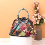Women Genuine Leather Bohemian Floral Crossbody Bags Vintage Patchwork Shell Handbags