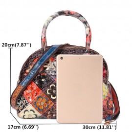 Women Genuine Leather Bohemian Floral Crossbody Bags Vintage Patchwork Shell Handbags