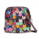 Women Genuine Leather Bohemian Shell Crossbody Bags Vintage Floral Shoulder Bags