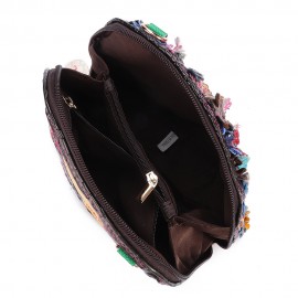 Women Genuine Leather Bohemian Shell Crossbody Bags Vintage Floral Shoulder Bags