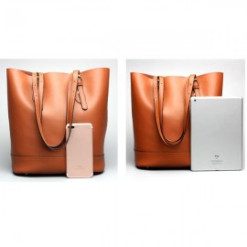 Women Genuine Leather Handbag High End Tote Bag Bucket Bag