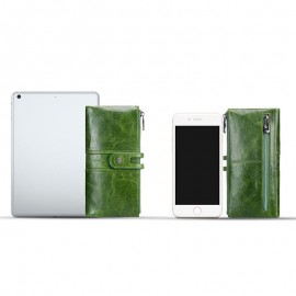 Women Genuine Leather High-end Long Wallet Double Zipper 12 Card Slot Phone Bag Solid Coin Purse