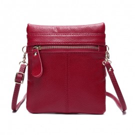 Women Genuine Leather Multi-Function Phone Bag Solid Crossbody Bag