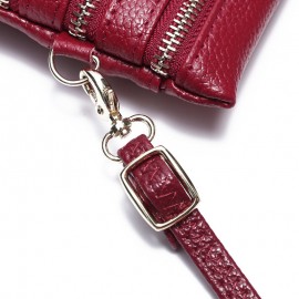 Women Genuine Leather Multi-Function Phone Bag Solid Crossbody Bag