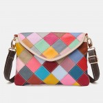 Women Genuine Leather Multicolor Anti-theft Alligator Argyle Crossbody Bag
