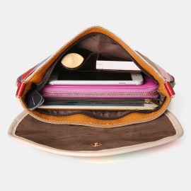 Women Genuine Leather Multicolor Anti-theft Alligator Argyle Crossbody Bag