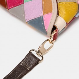 Women Genuine Leather Multicolor Anti-theft Alligator Argyle Crossbody Bag