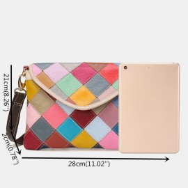 Women Genuine Leather Multicolor Anti-theft Alligator Argyle Crossbody Bag