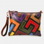Women Genuine Leather Patchwork Multicolor Shoulder Bag Crossbody Bag
