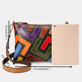 Women Genuine Leather Patchwork Multicolor Shoulder Bag Crossbody Bag