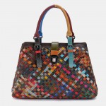 Women Genuine Leather Patchwork Tote Bag Crossbody Bags