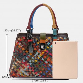 Women Genuine Leather Patchwork Tote Bag Crossbody Bags