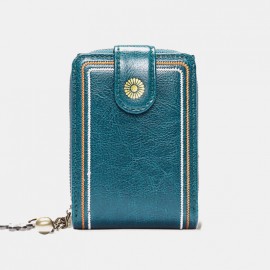Women Genuine Leather RFID Anti Theft 9 Card Slots Wallet Purse