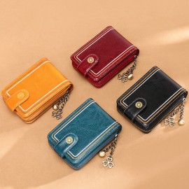 Women Genuine Leather RFID Anti Theft 9 Card Slots Wallet Purse