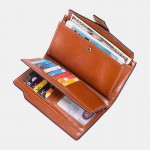 Women Genuine Leather RFID Anti Theft Oil Wax 6.3 Inch Phone Long Wallet Purse