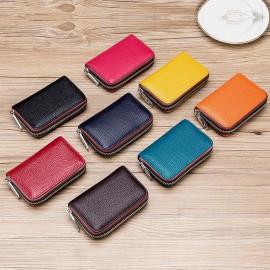 Women Genuine Leather RIFD Multifunctional 12 Card Slots Photo Card Money Clip Wallet Purse Coin Purse