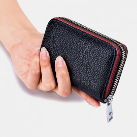 Women Genuine Leather RIFD Multifunctional 12 Card Slots Photo Card Money Clip Wallet Purse Coin Purse