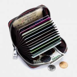 Women Genuine Leather RIFD Multifunctional 12 Card Slots Photo Card Money Clip Wallet Purse Coin Purse