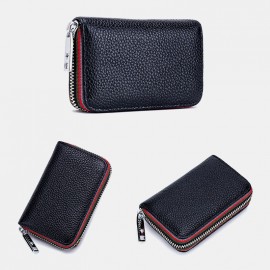Women Genuine Leather RIFD Multifunctional 12 Card Slots Photo Card Money Clip Wallet Purse Coin Purse