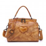 Women Genuine Leather Vintage Heart-shaped Handbag Shoulder Bag