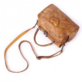 Women Genuine Leather Vintage Heart-shaped Handbag Shoulder Bag
