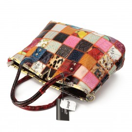 Women Genuine Leather Vintage Tote Handbags Large Capacity Stitching Crossbody Bag
