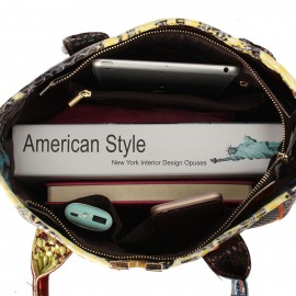 Women Genuine Leather Vintage Tote Handbags Large Capacity Stitching Crossbody Bag