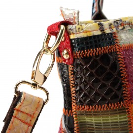 Women Genuine Leather Vintage Tote Handbags Large Capacity Stitching Crossbody Bag
