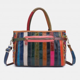 Women Genuine Leather Weave Handbag Crossbody Bag