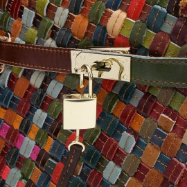 Women Genuine Leather Weave Handbag Crossbody Bag