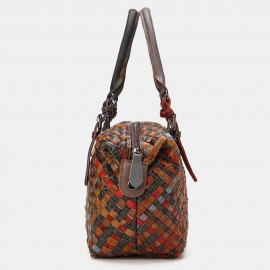 Women Genuine Leather Weave Large Capacity Handbag Shoulder Bag Tote