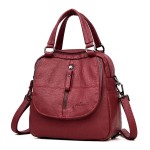Women High-end Multifunction Soft PU Leather Handbag Double Layer Large Capacity Backpack
