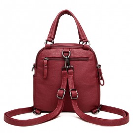 Women High-end Multifunction Soft PU Leather Handbag Double Layer Large Capacity Backpack