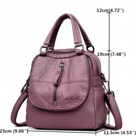 Women High-end Multifunction Soft PU Leather Handbag Double Layer Large Capacity Backpack