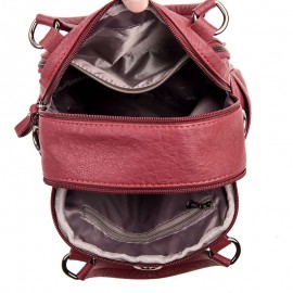 Women High-end Multifunction Soft PU Leather Handbag Double Layer Large Capacity Backpack