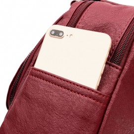 Women High-end Multifunction Soft PU Leather Handbag Double Layer Large Capacity Backpack